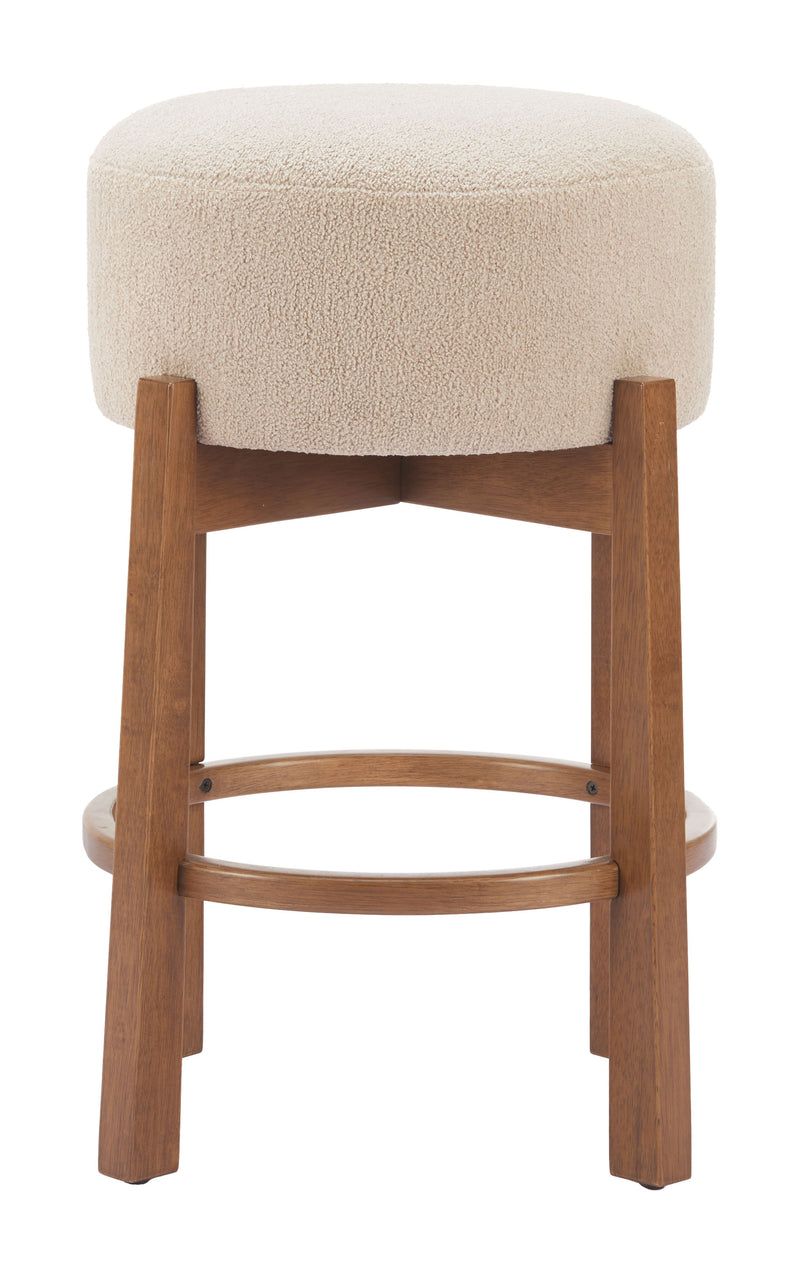 Nade Counter Stool (Set of 2) Beige & Walnut