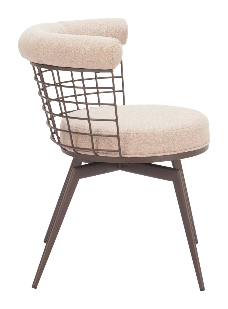 Saku Swivel Dining Chair Beige & Brown