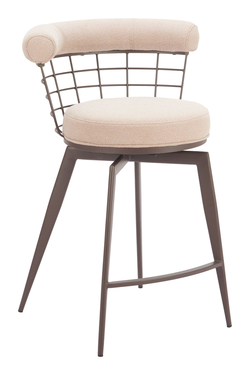Saku Swivel Counter Stool Beige & Brown