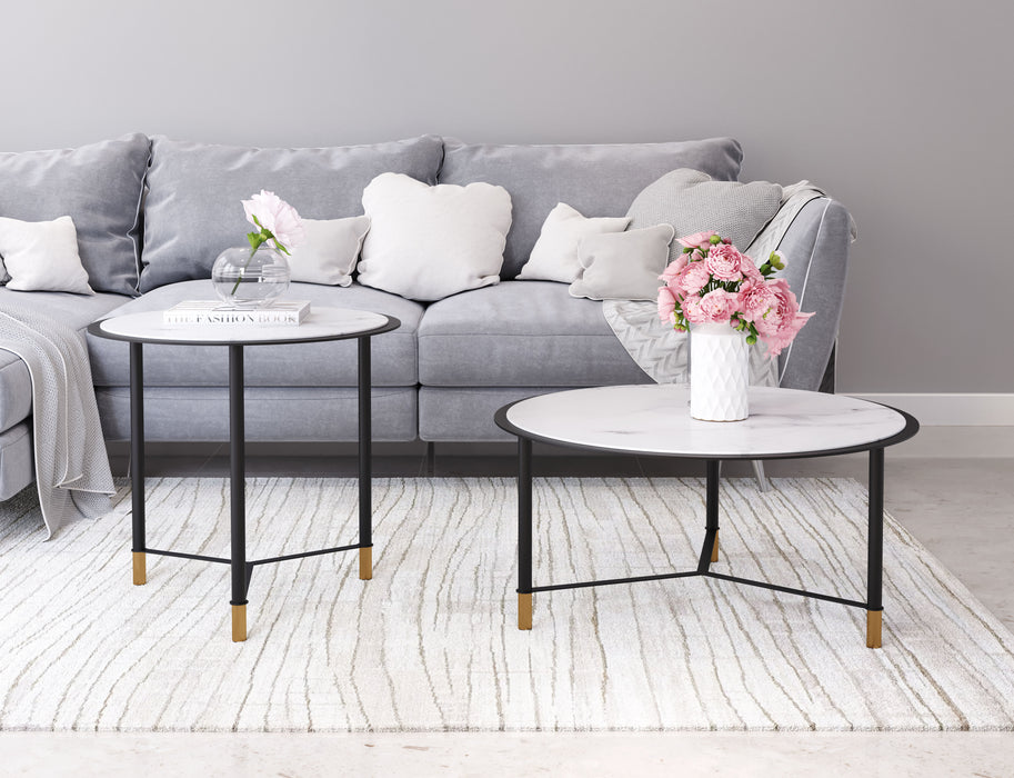 Davis Coffee Table Set (2-Piece) White & Black