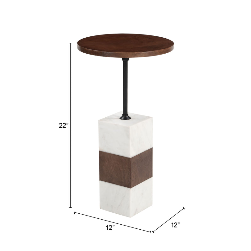 Stuk Side Table Brown & White