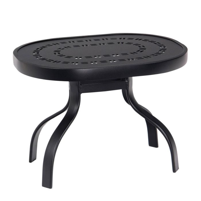 Deluxe Oval Side Table Tables in Aluminum with Trellis Top