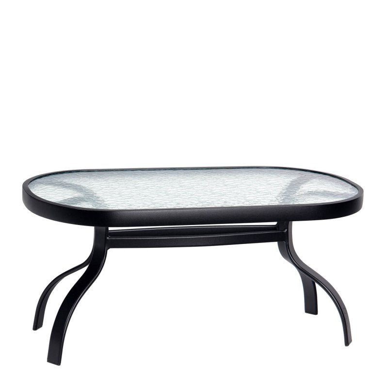 Deluxe Oval Coffee Table Tables in Aluminum with Obscure Glass