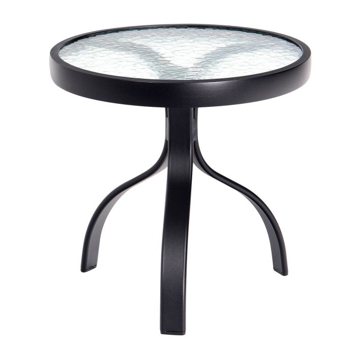 Deluxe Round Side Table Tables in Aluminum with Obscure Glass