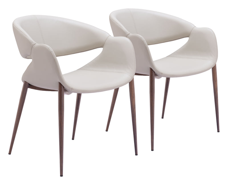 Limay Dining Chair (Set of 2) Beige & Walnut