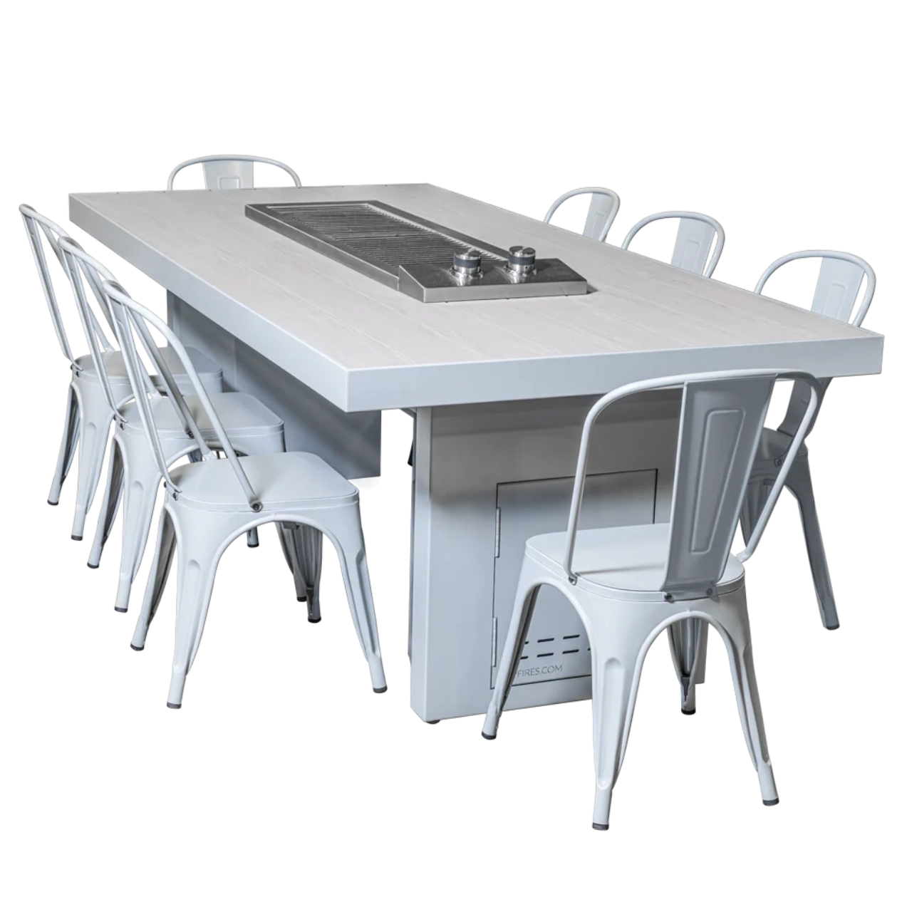 The Alameda Cooking Table with The Anza (Dual) Burner - Powder Coated Table - Includes (6) Dining Chairs