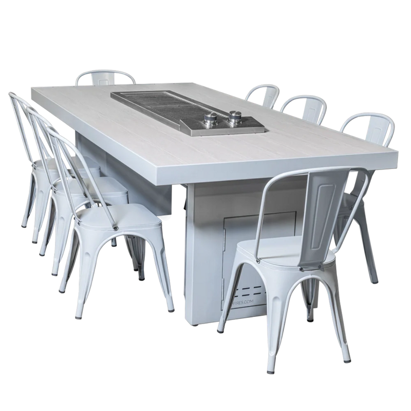 The Alameda Cooking Table with The Anza (Dual) Burner - Powder Coated Table - Includes (6) Dining Chairs