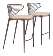 Silues Counter Stool (Set of 2) Taupe & Brown