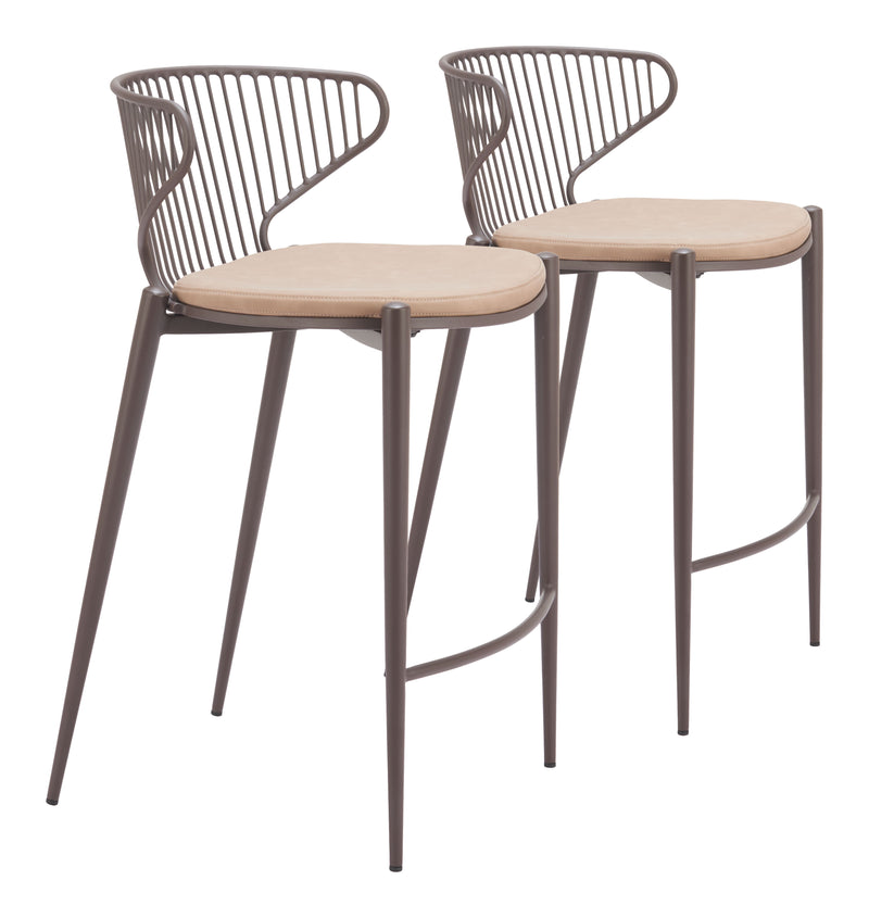 Silues Counter Stool (Set of 2) Taupe & Brown