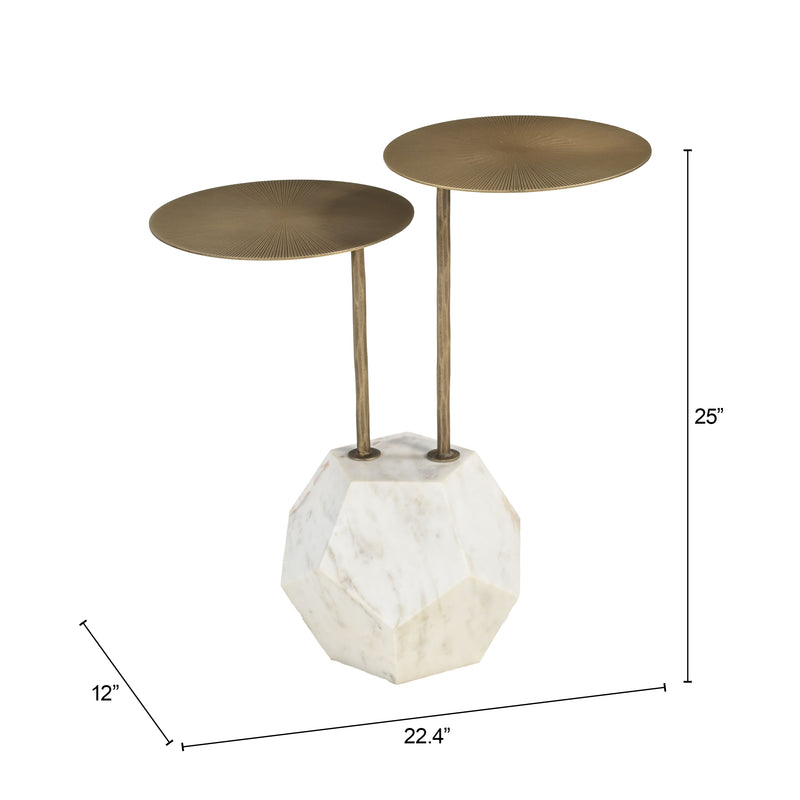 Anten Side Table Brass & White