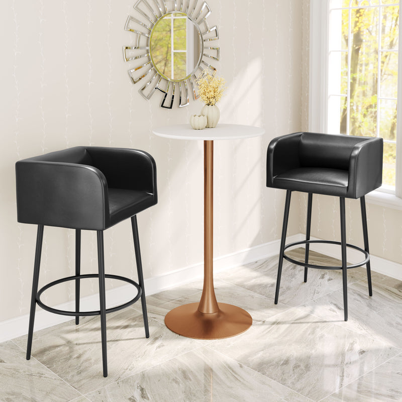 Auray Bar Table White & Gold