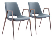 Desi Dining Chair (Set of 2) Azure Gray & Walnut