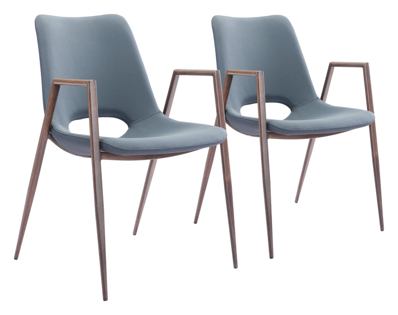 Desi Dining Chair (Set of 2) Azure Gray & Walnut