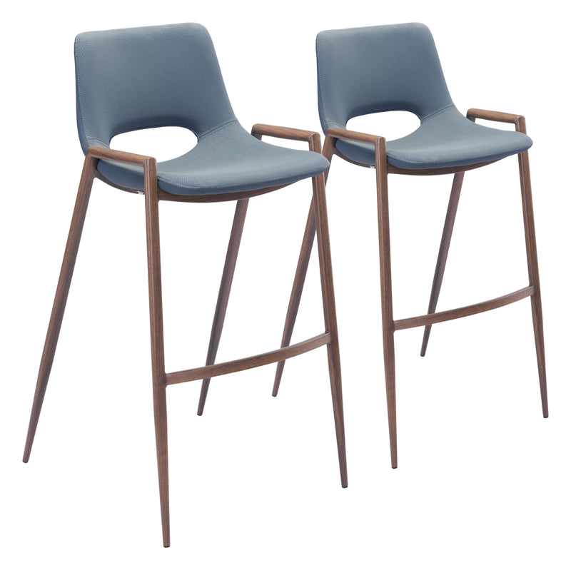 Desi Barstool (Set of 2) Azure Gray & Walnut