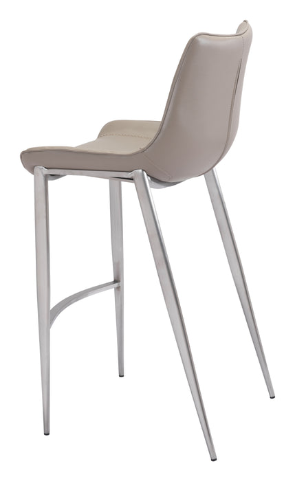 Magnus Barstool (Set of 2) Brown & Silver