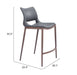Ace Counter Stool (Set of 2) Dark Gray & Walnut