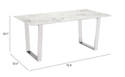 Atlas Dining Table White & Silver