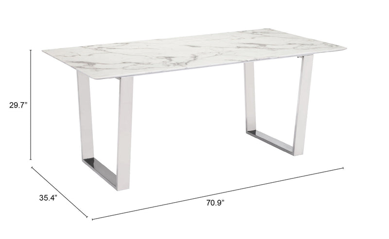 Atlas Dining Table White & Silver