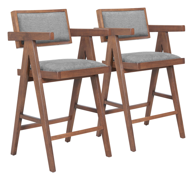 Delhi Counter Stool (Set of 2) Gray & Walnut