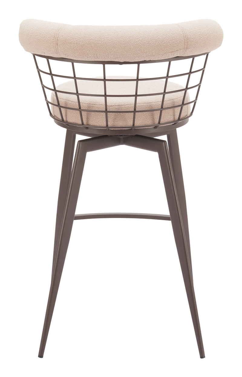 Saku Swivel Barstool Beige & Brown