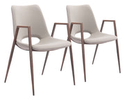 Desi Dining Chair (Set of 2) Beige & Walnut