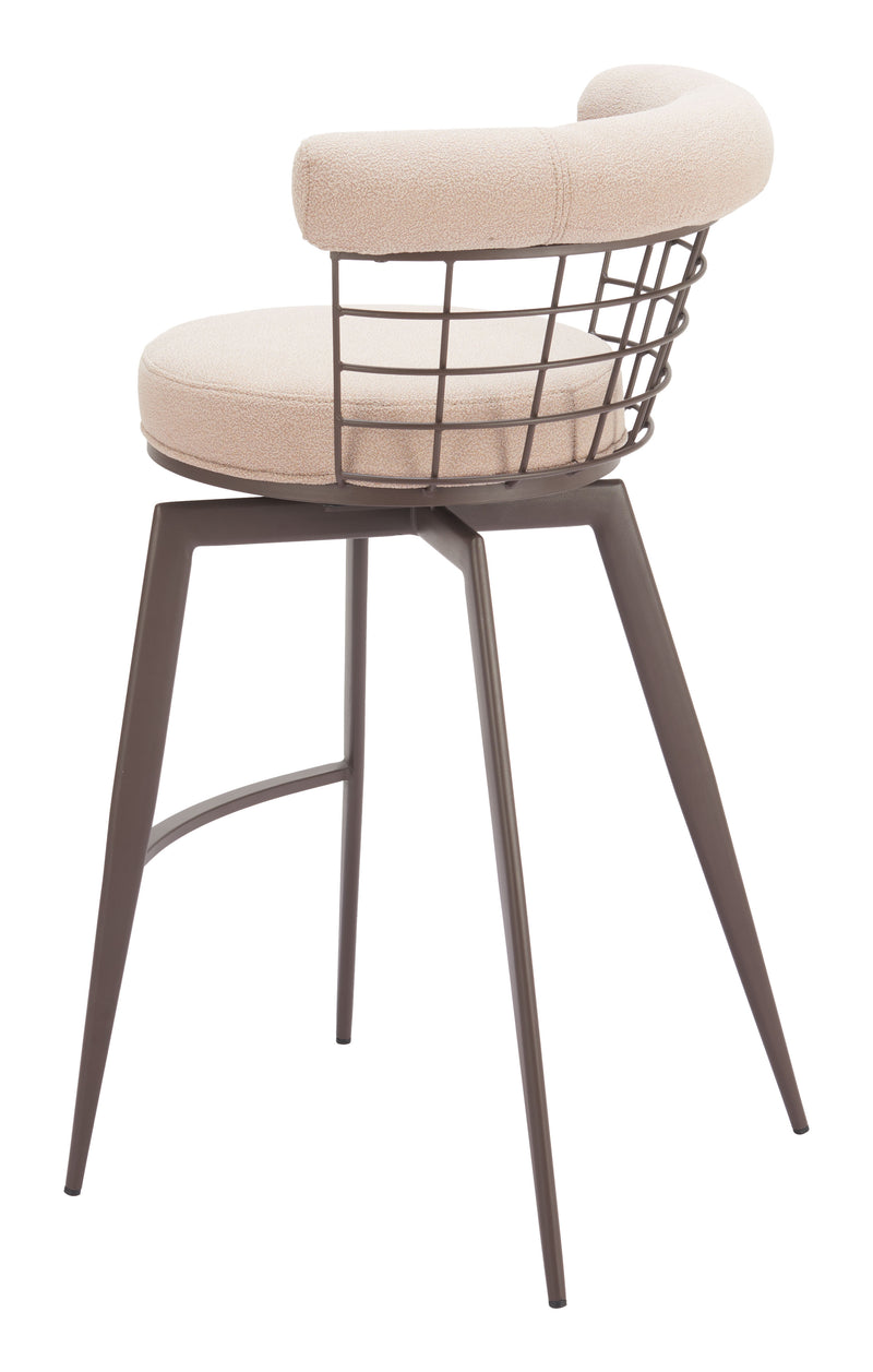 Saku Swivel Barstool Beige & Brown
