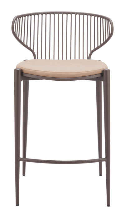 Silues Counter Stool (Set of 2) Taupe & Brown