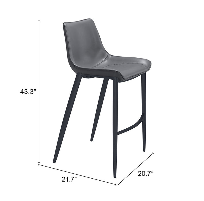 Magnus Barstool (Set of 2) Dark Gray & Black