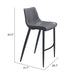 Magnus Barstool (Set of 2) Dark Gray & Black