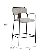 Couva Counter Stool (Set of 2) Gray Tweed
