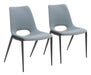 Desi Armless Dining Chair (Set of 2) Azure Gray