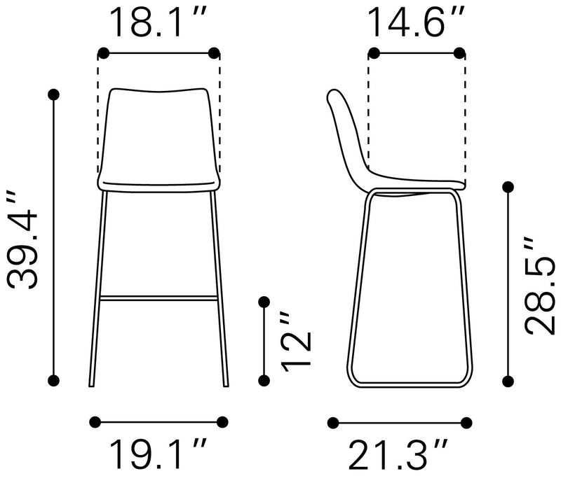 Smart Barstool (Set of 2) Charcoal