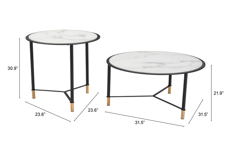 Davis Coffee Table Set (2-Piece) White & Black