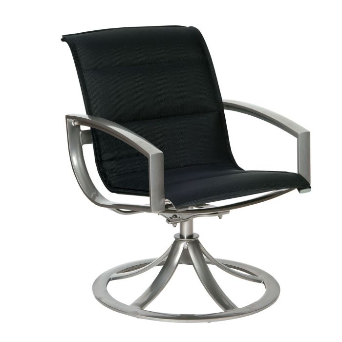 Metropolis Padded Sling Swivel Dining Arm Chair Padded Sling