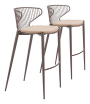 Silues Barstool (Set of 2) Taupe & Brown