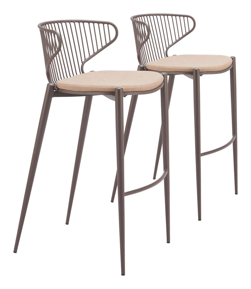 Silues Barstool (Set of 2) Taupe & Brown