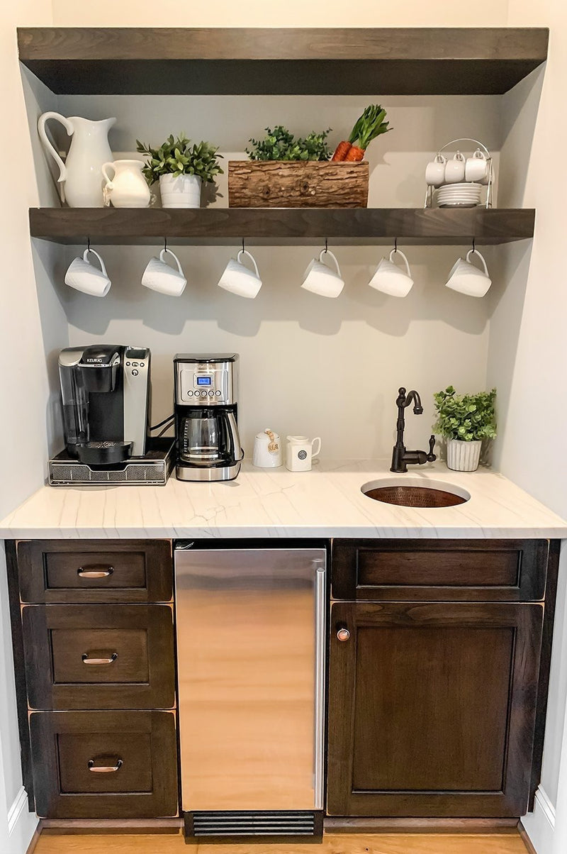 14" Round Hammered Copper Bar Sink