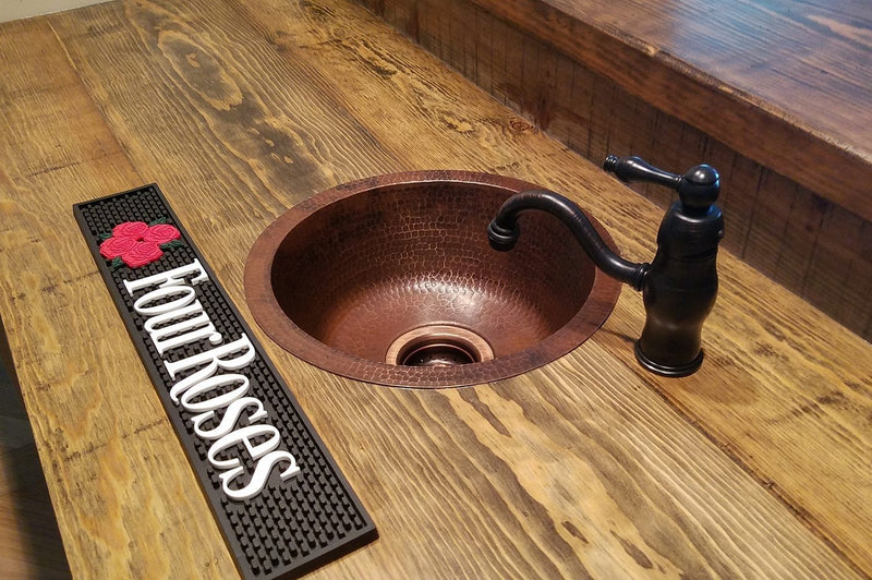 14" Round Hammered Copper Bar Sink
