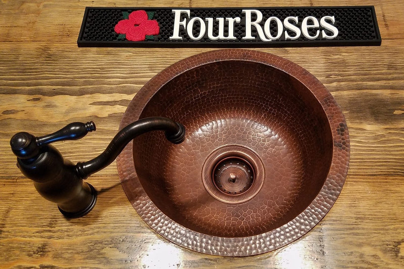14" Round Hammered Copper Bar Sink