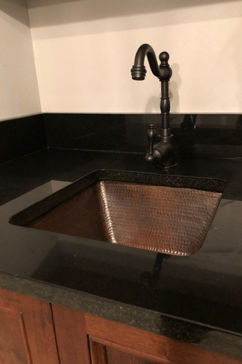 15" Square Hammered Copper Bar/Prep Sink