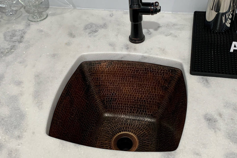 15" Square Hammered Copper Bar/Prep Sink