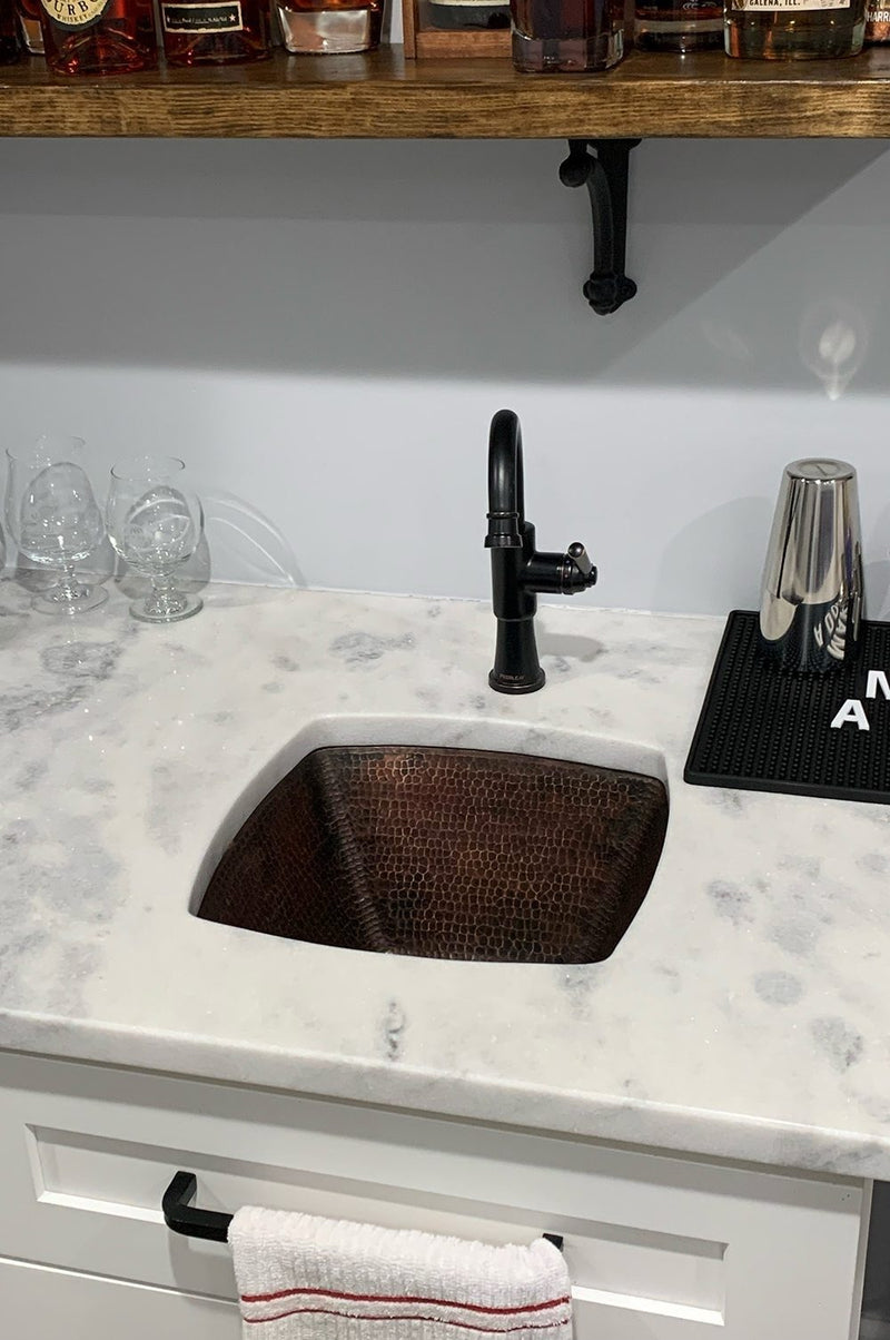 15" Square Hammered Copper Bar/Prep Sink