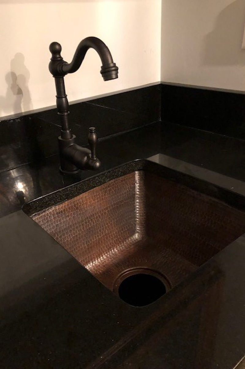 15" Square Hammered Copper Bar/Prep Sink