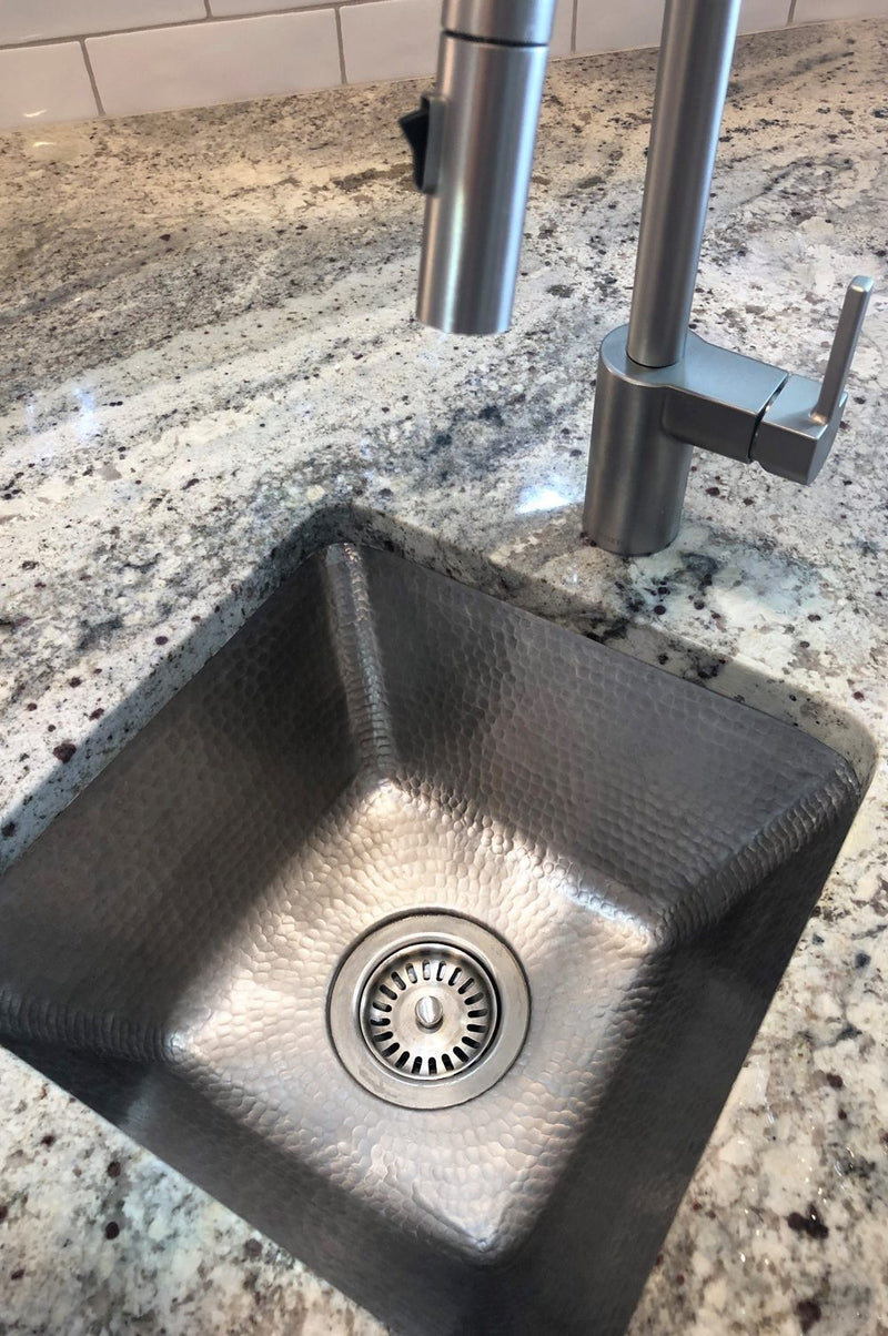 15" Square Hammered Copper Bar/Prep Sink