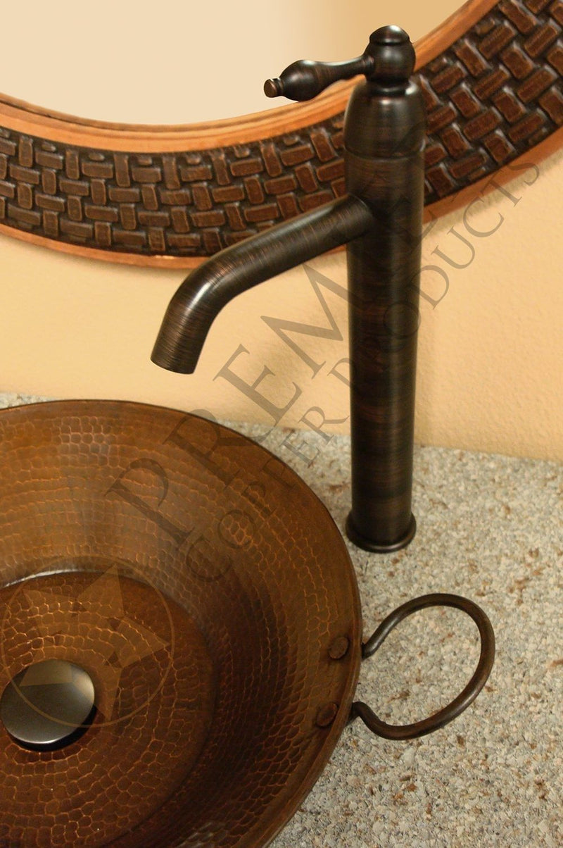 16" Round Miners Pan Vessel Hammered Copper Sink