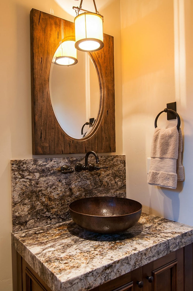 17" Large Round Vessel Hammered Copper Sink