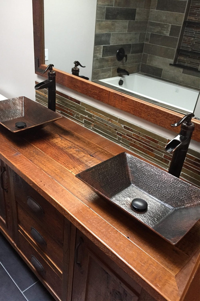 17" Modern Rectangle Hand Forged Old World Copper Premium Vessel Sink