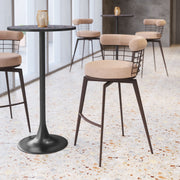 Saku Swivel Barstool Beige & Brown