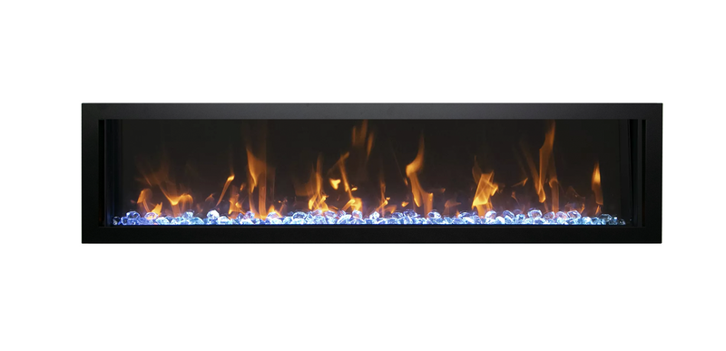 Extra Slim Indoor Only Electric Fireplace with Black Steel Surround