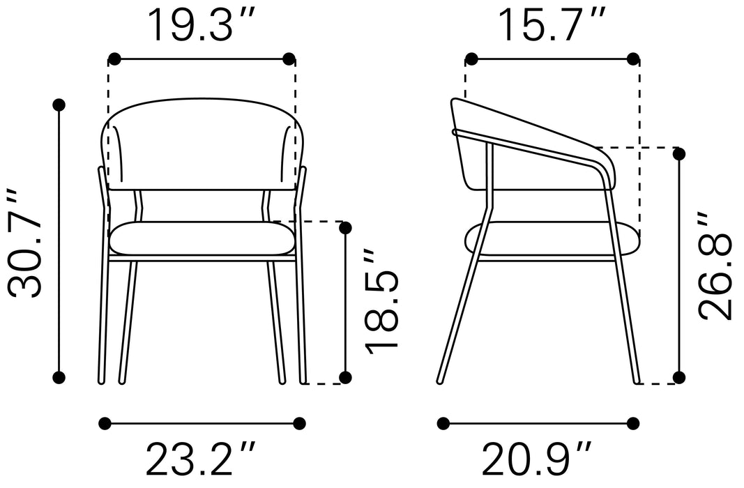Josephine Dining Chair (Set of 2) Brown